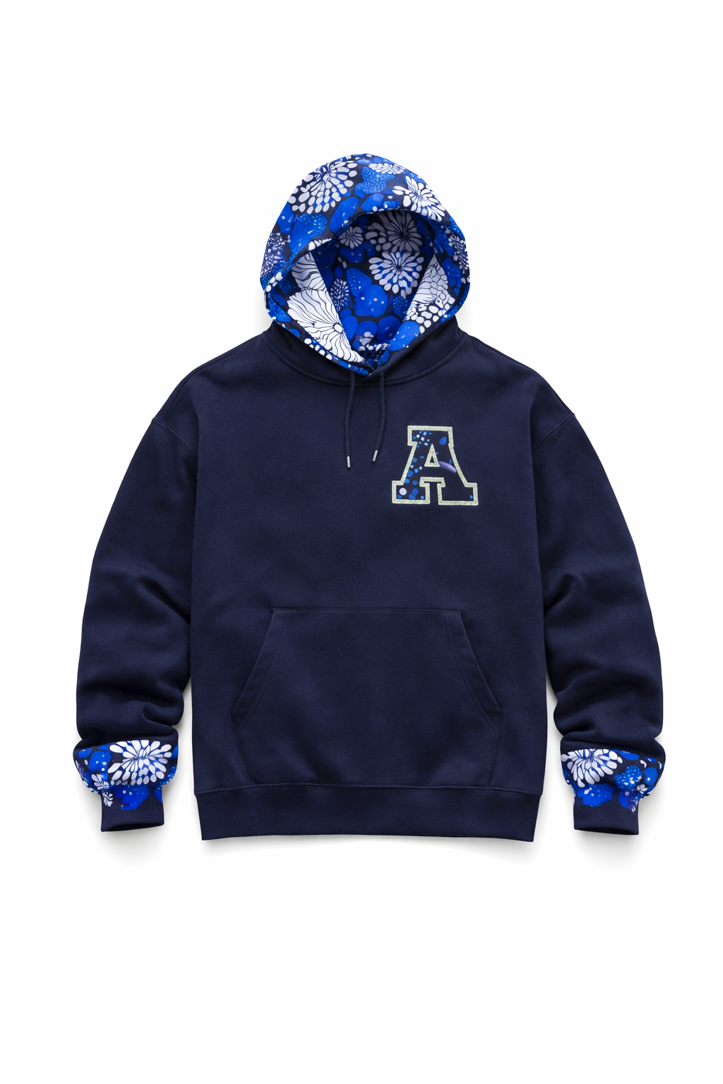 Navy Ankara Varsity Hoodie