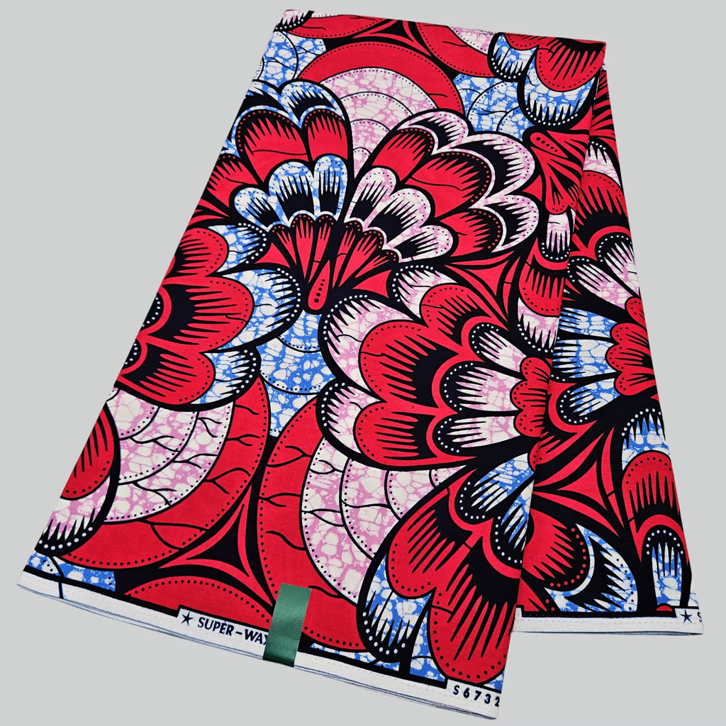 White Red & Blue Ankara Print Oversized Hoodie
