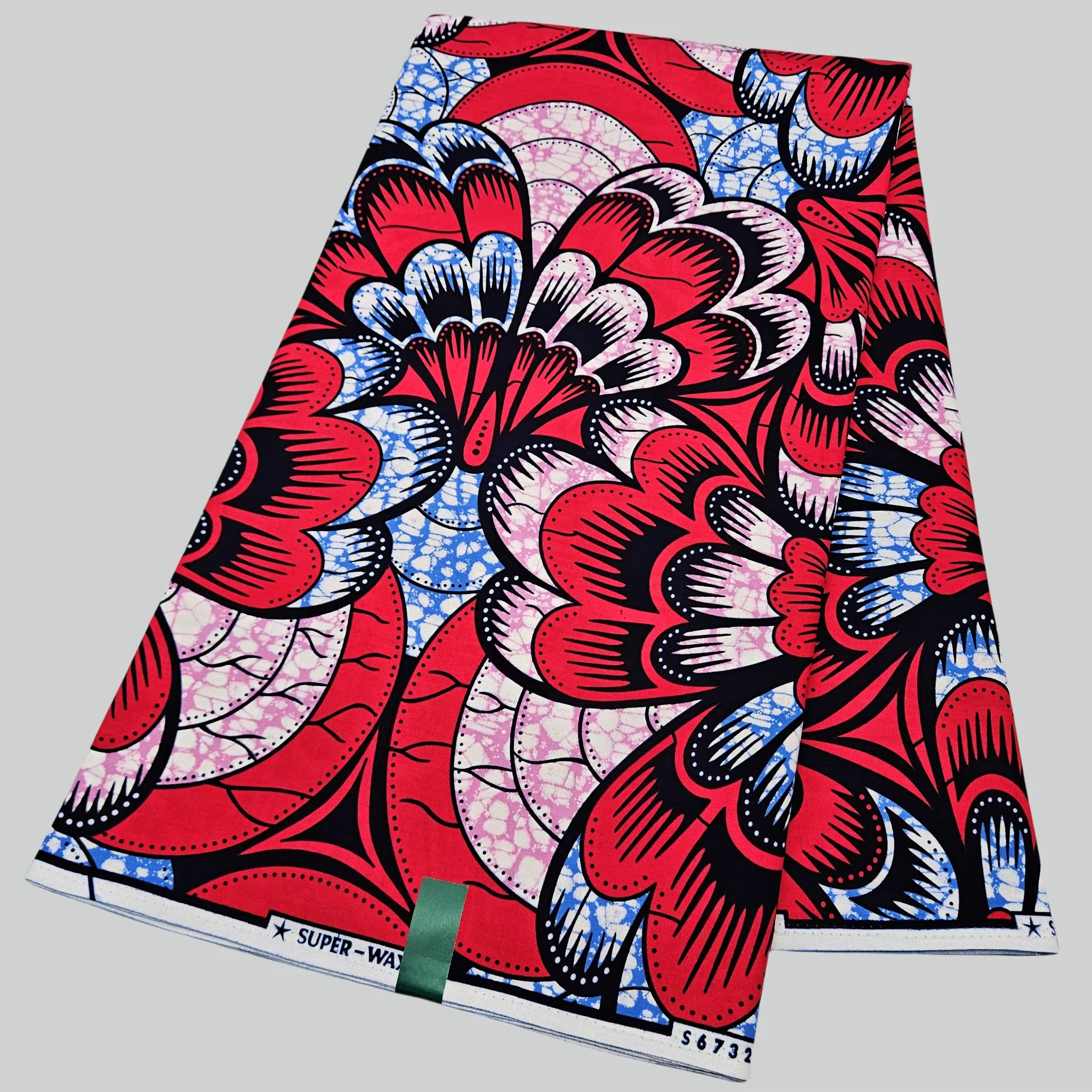 White Red & Blue Ankara Print Oversized Hoodie