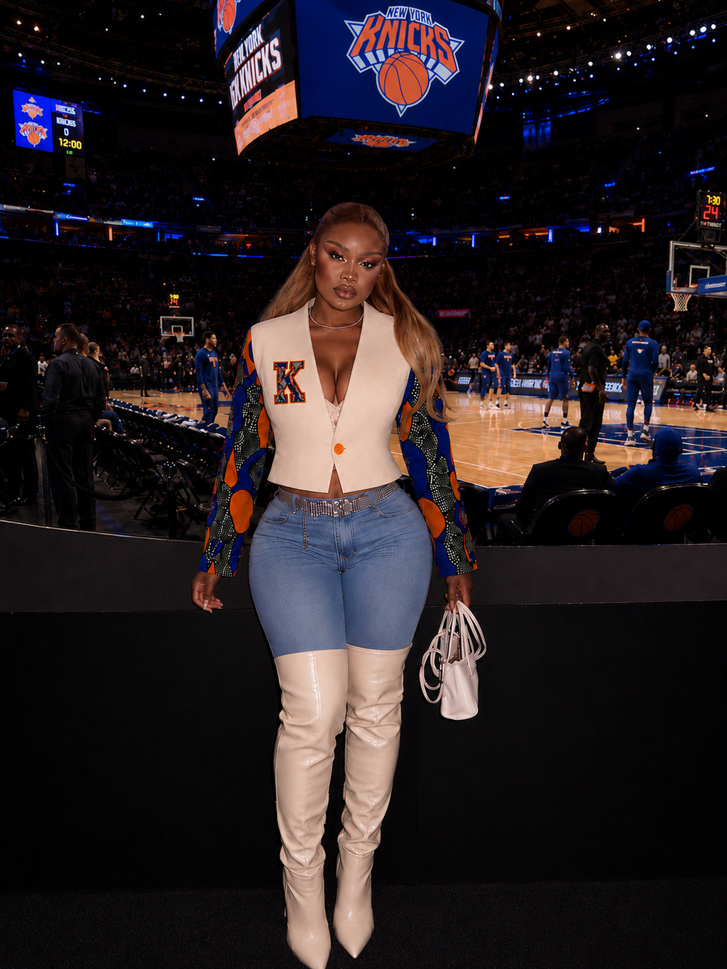 Custom Knicks Championship Inspires Signature Ankara Cropped Blazer