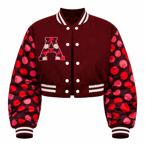 Burgundy Cropped Varsity