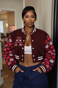 Burgundy Cropped Varsity